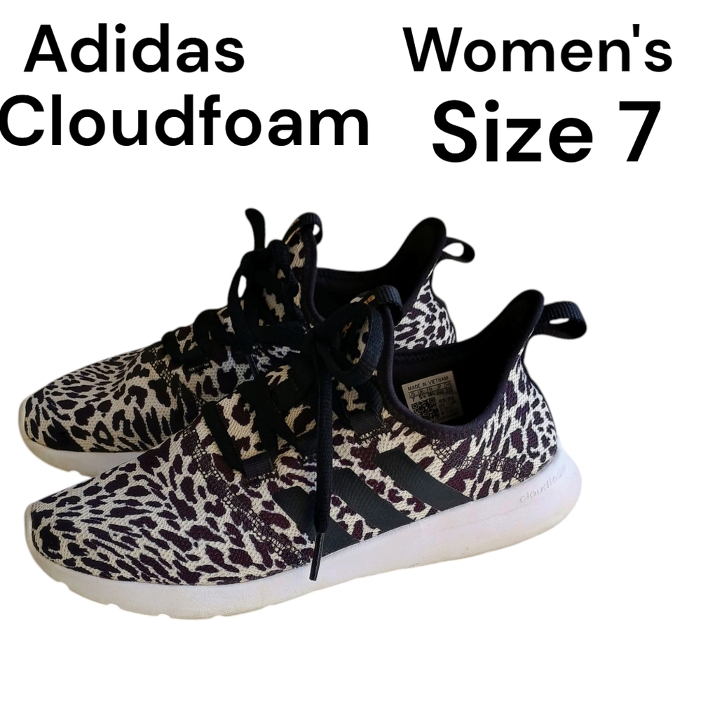 Adidas Cloudfoam Pure 2.0 leopard print women's size 7 sneakers athletic shoes